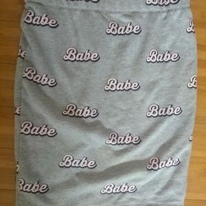 Size M/L Cute Grey Pink Babe Cotton Pencil Skirt